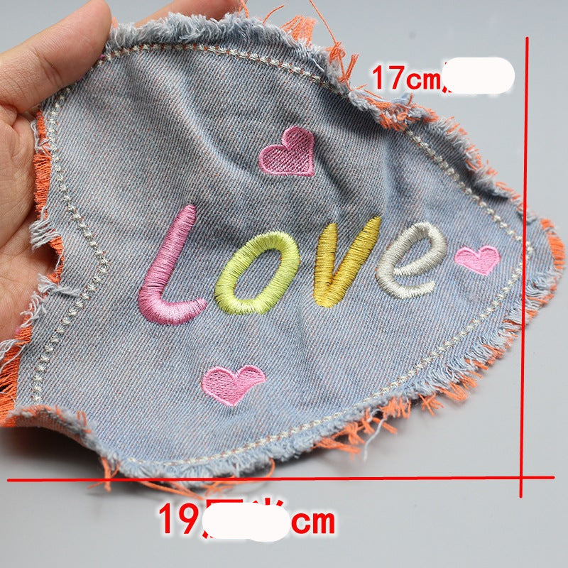 Wholesale Denim fringe monogram patch